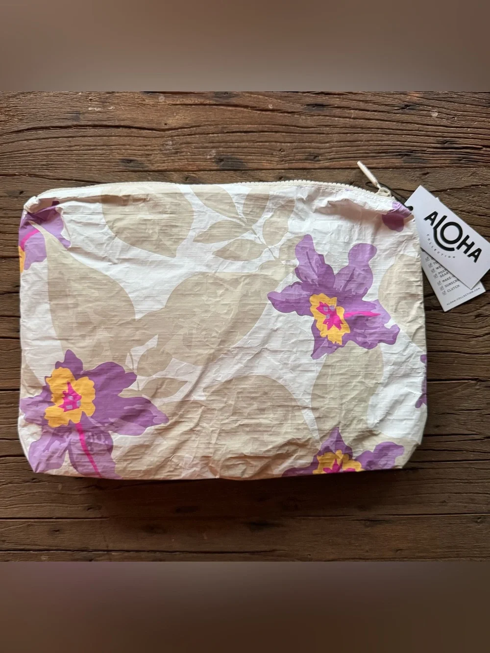 NWT Aloha Collection Mini Pouch In Makana Lavande Orchid Pattern